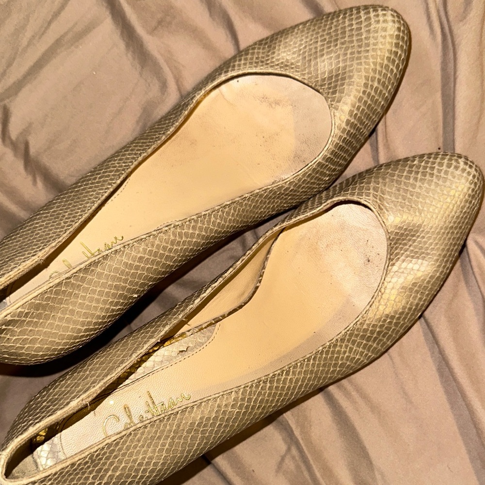 Cole Haan Metallic Gold Heels - Picture 6 of 7
